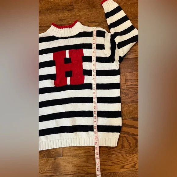 Vintage Tommy Hilfiger 90's Deadstock Sweater Varsity Big H Mock Prep Sz M - Picture 7 of 8